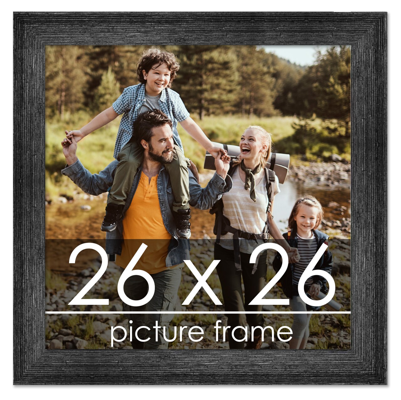 26x26 Wide Barnwood Picture Frame with UV-Resistant Acrylic & Acid Free Backing, Available in 6 Paint Finishes - Grey, Brown, White, and Black